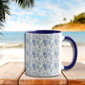 ブルーホワイトフローラトイレチノワジェリーウォーター色 マグカップ