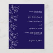 ブルーホワイトフローラフォーマル結婚式招待状 (正面)