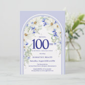 ブルーホワイトフローラボホアルチ100thバースデーパーティー 招待状 (スタンド正面)