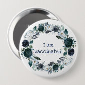 ブルーホワイトフローラボホリース私はワクチン接種 缶バッジ (正面&裏面)