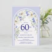 ブルーホワイトフローラボーホアルチ60thバースデーパーティー 招待状 (スタンド正面)