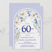 ブルーホワイトフローラボーホアルチ60thバースデーパーティー 招待状 (正面/裏面)