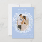 ブルーホワイトフローラリース結婚ボホの写真 サンキューカード (正面)