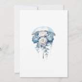 ブルーホワイトフローラ傘ボーイベビーシャワー 招待状 (裏面)