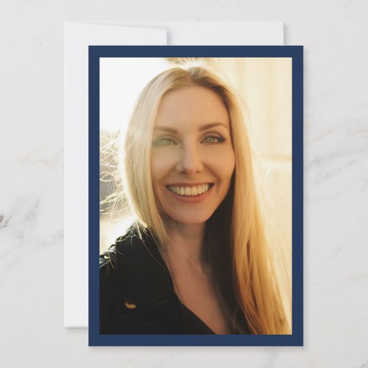 ブルーホワイトフローラ写真卒業パーティー 招待状 (裏面)