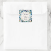 ブルーホワイトフローラ女子誕生日ありがとう スクエアシール (バッグ)