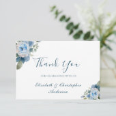 ブルーホワイトフローラ植物水結婚色 サンキューカード (スタンド正面)