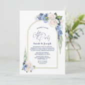 ブルーホワイトフローラ結婚アーチのパーティー 招待状 (スタンド正面)
