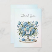 ブルーホワイトフローラ花瓶サンキューカード サンキューカード (正面/裏面)
