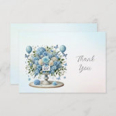 ブルーホワイトフローラ花瓶サンキューカード サンキューカード (正面/裏面)
