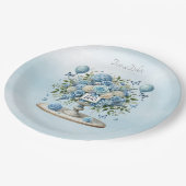 ブルーホワイトフローラ花瓶紙プレート ペーパープレート (アングル)