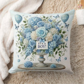 ブルーホワイトフローラ花瓶装飾用クッション クッション (ブランケット)