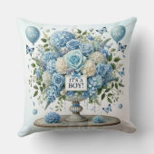 ブルーホワイトフローラ花瓶装飾用クッション クッション (裏面)