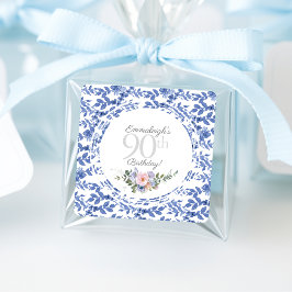 ブルーホワイトフローラ誕生日 スクエアシール