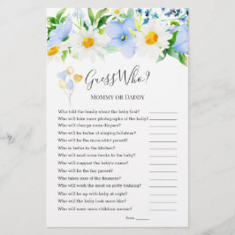 ブルーホワイトフローラ誰が赤ちゃんシャワーゲーム