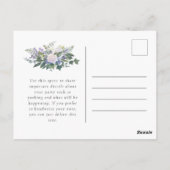 ブルーホワイトフローラ退職パーティの招待状 ポストカード (裏面)