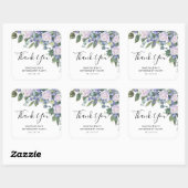 ブルーホワイトフローラ退職パーティーありがとう スクエアシール (シート)