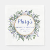 ブルーホワイトフローラ100th誕生日ありがとう スタンダードランチョンナプキン (正面)