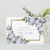 ブルーホワイトフローラ19誕生日フォトフラット サンキューカード (スタンド正面)