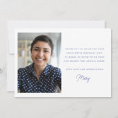 ブルーホワイトフローラ40th Birthdayフォトフラット サンキューカード (裏面)