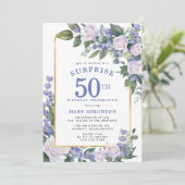 ブルーホワイトフローラ50誕生日サプライズパーティー 招待状 (スタンド正面)