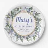 ブルーホワイトフローラ60th誕生日パーティー ペーパープレート (正面)