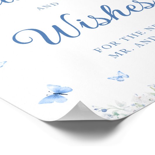 ブルーホワイトブライダルシャワーアドバイスとウィッシュ ポスター (角)