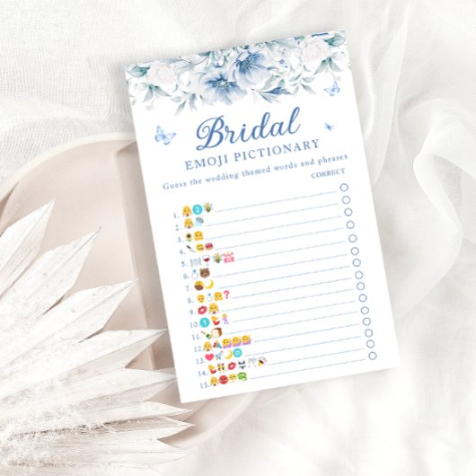 ブルーホワイトブライダルシャワー絵文字ゲーム