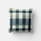 ブルーホワイトブラックバッファロープレイドクラシック素朴 クッション (正面)