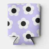 ブルーホワイトブラックフローラエレガントトロピカルフラワー 缶クーラー (正面)