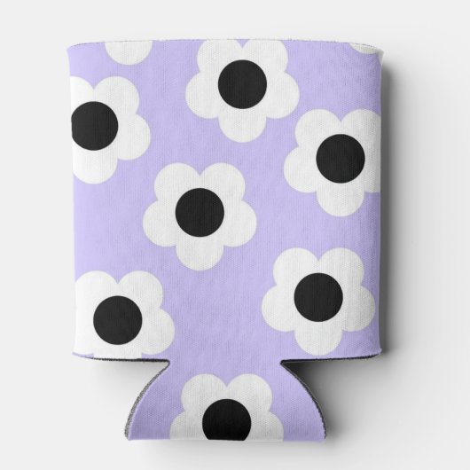 ブルーホワイトブラックフローラエレガントトロピカルフラワー 缶クーラー (裏面)