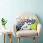 ブルーホワイトブリティッシュショートヘア居心地の良いオフリーシュアート™ ランバークッション (椅子)