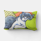 ブルーホワイトブリティッシュショートヘア居心地の良いオフリーシュアート™ ランバークッション (裏面)