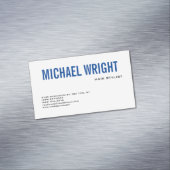 ブルーホワイトプレーンモダンミニマシンプルリスト マグネット名刺 (インサイチュ)