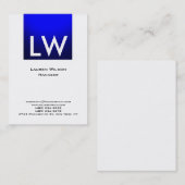 ブルーホワイトプロフェッショナルモダンシンプルモノグラム 名刺 (正面/裏面)