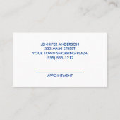 ブルーホワイトヘアドレッサーサロンアポイントメント 予約カード (裏面)