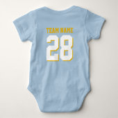 ブルーホワイトベビーサッカージャージースポーツロンパー ベビーボディスーツ (裏面)