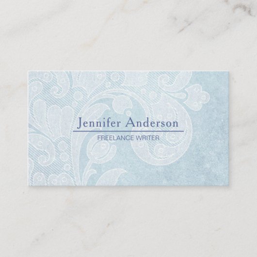 ブルーホワイトペイズリー 名刺 (正面)