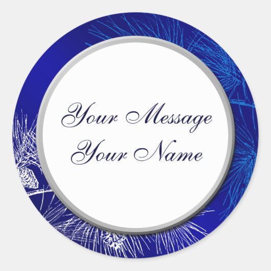 ブルーホワイトホリデイカスタムステッカー ラウンドシール (正面)