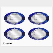 ブルーホワイトホリデーカスタムラベルステッカー 楕円形シール (シート)