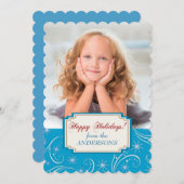 ブルーホワイトホリデースワーズ写真テンプレート シーズンカード (正面/裏面)
