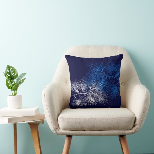 ブルーホワイトホリデーパイン装飾用クッション クッション (椅子)