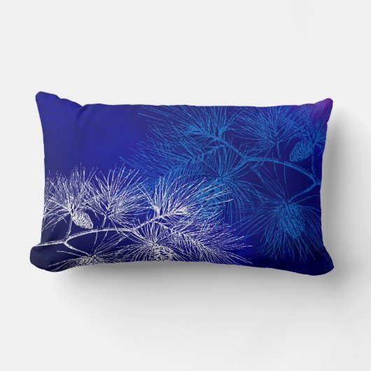 ブルーホワイトホリデーパイン装飾用クッション ランバークッション (正面)