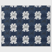 ブルーホワイトボウズホリデークリスマス ラッピングペーパー (フラット)