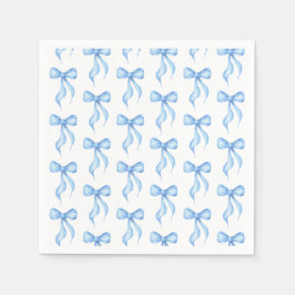 ブルーホワイトボウパターンブライダルシャワー スタンダードカクテルナプキン