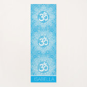 ブルーホワイトマンダラパターンオムブリスパーソナライズされた ヨガマット (正面)