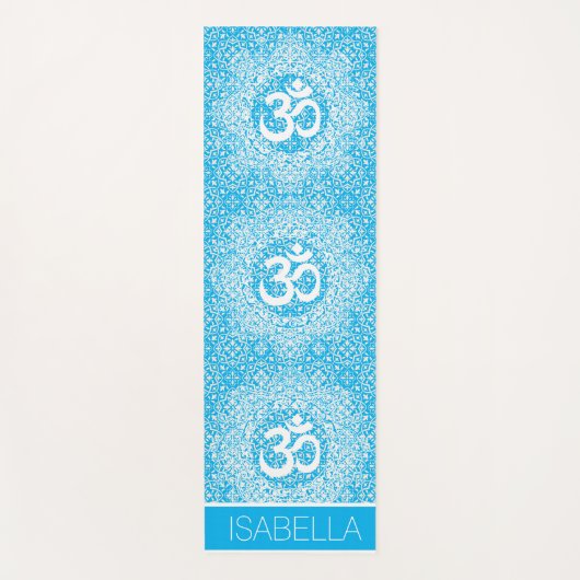 ブルーホワイトマンダラパターンオムブリスパーソナライズされた ヨガマット (正面)