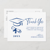 ブルーホワイトミニマルモダンリスト卒業 ポストカード (正面/裏面)