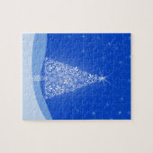 ブルーホワイトメリークリスマスツリースターナイトライト ジグソーパズル (横)