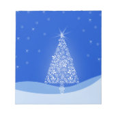 ブルーホワイトメリークリスマスツリースターナイトライト ノートパッド (正面)